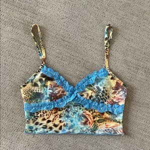 Princess Polly Multicolor Leopard Camisole with Blue Lace